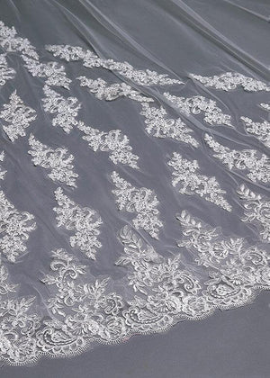 Ivory Lace Cathedral Veils with Blusher - KissProm