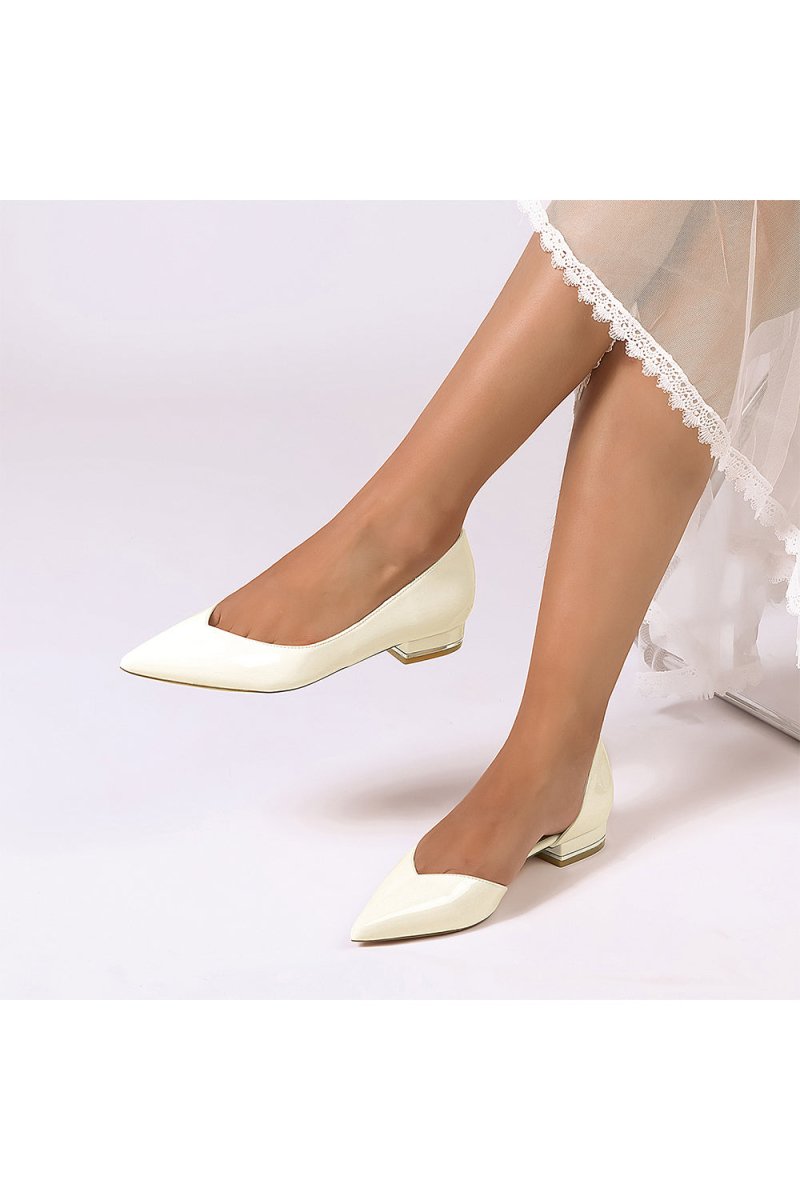 Burgundy Pointed - Toe Flats with a Sleek Finish - KissProm