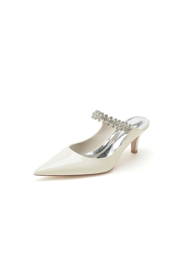 Burgundy Pointed Toe Wedding Shoes with Rhinestone - KissProm