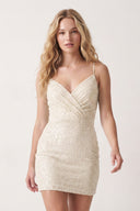 Ivory Sheath V Neck Sequin Mini Homecoming Dresses | KISSPROM