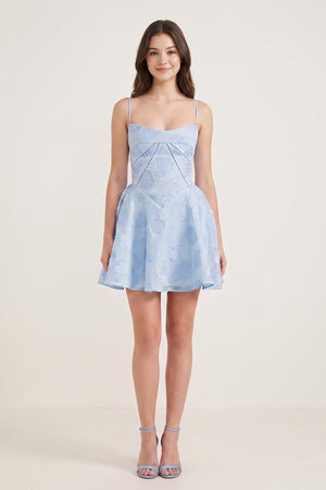 Sky Blue Spaghetti Straps Chiffon Jacquard A-Line Homecoming Dress (3) | KISSPROM