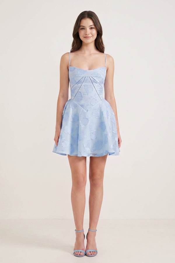 Sky Blue Spaghetti Straps Chiffon Jacquard A-Line Homecoming Dress (3) | KISSPROM