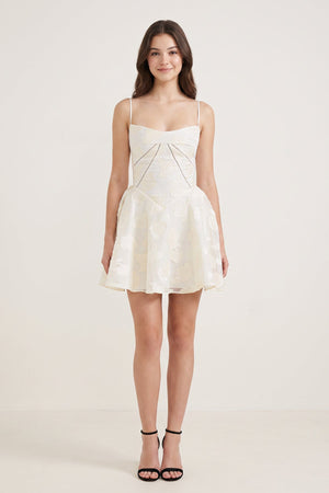Ivory Spaghetti Straps Chiffon Jacquard A-Line Homecoming Dress (3) | KISSPROM