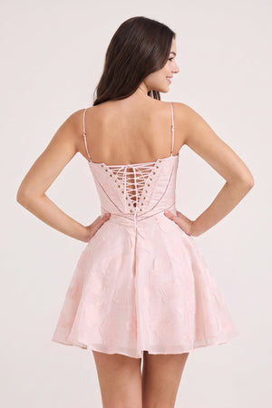 Pink Spaghetti Straps Chiffon Jacquard A-Line Homecoming Dress (2) | KISSPROM
