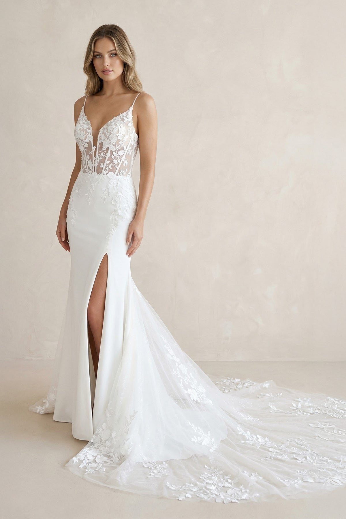 white dress with high slits KissProm Spaghetti Straps Slit Mermaid Wedding Appliques, Diamond / 26 Size Alpha:UK-S or formal dress in Red Off The Shoulder maxi + midi