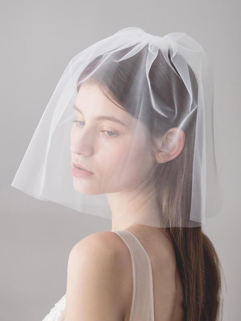 Ivory Tulle Blusher Wedding Veils Simple Bridal Veil - KissProm