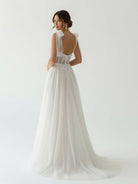 Luna | Ivory Straps A Line With Sequins Sleeveless Wedding Dresses - KissProm