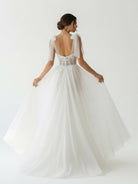 Luna | Ivory Straps A Line With Sequins Sleeveless Wedding Dresses - KissProm