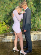 Jael | Yellow - Sweetheart Long Sleeves Bodycon Homecoming Dresses With Pearls - KissProm