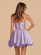 Jani | Lilac - A Line Strapless Satin Bubble Hem Short Homecoming Dresses