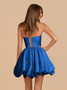 Jani | Royal Blue - A Line Strapless Satin Bubble Hem Short Homecoming Dresses - KissProm