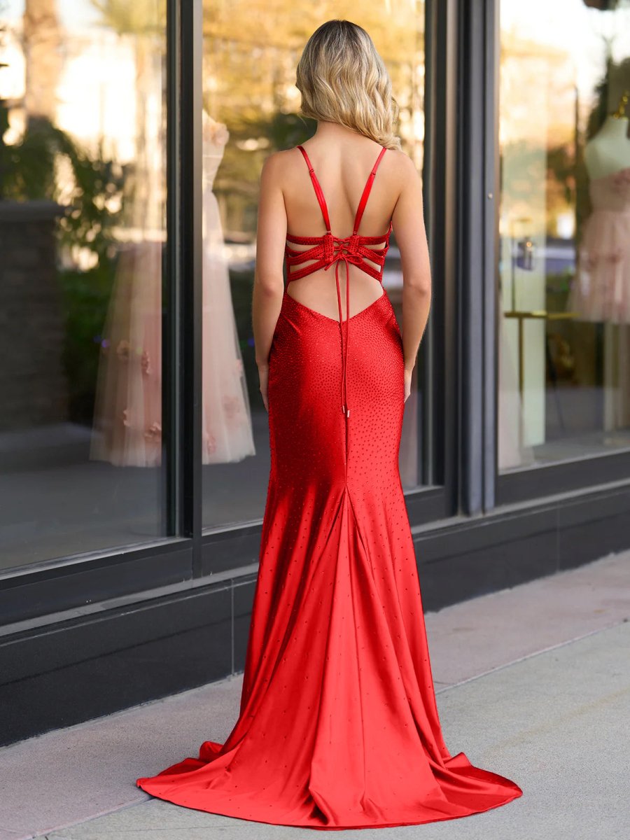 Janiyah |Mermaid V Neck Beaded Jersey Prom Dress with Slit