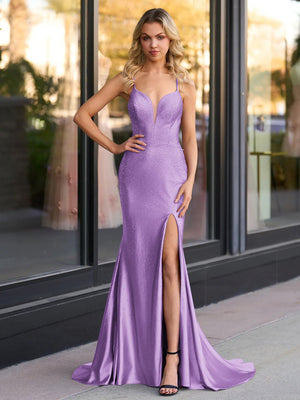 Janiyah |Mermaid V Neck Beaded Jersey Prom Dress with Slit
