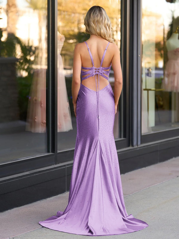 Janiyah |Mermaid V Neck Beaded Jersey Prom Dress with Slit