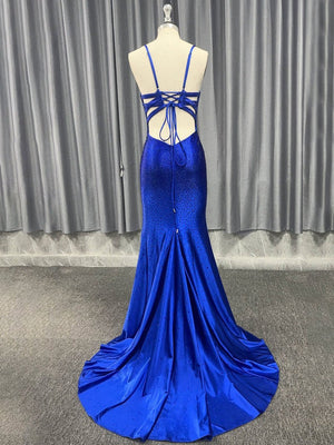 Janiyah |Mermaid V Neck Beaded Jersey Prom Dress with Slit