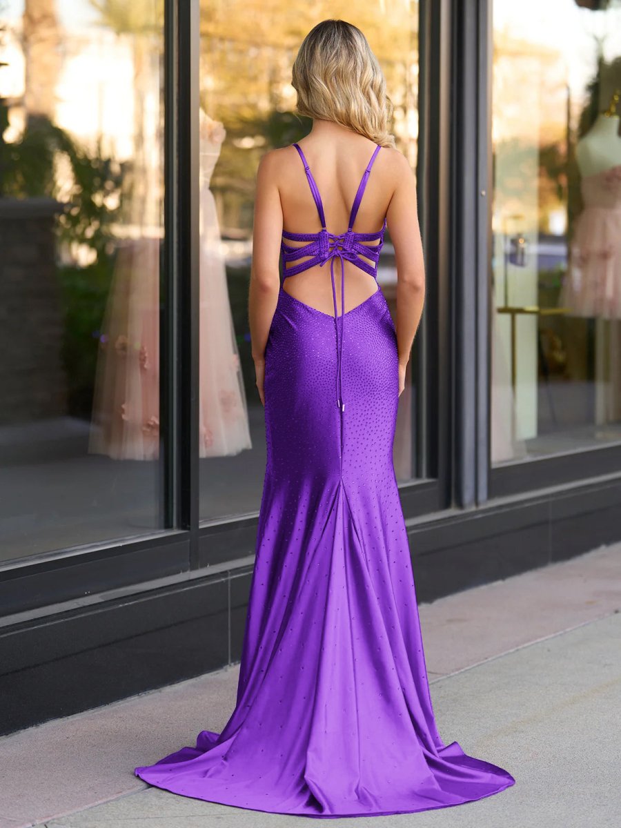 Janiyah |Mermaid V Neck Beaded Jersey Prom Dress with Slit