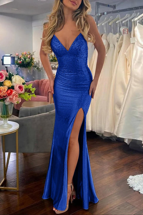 Sexy Red Slit Mermaid Prom Dress JTE675