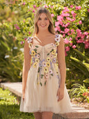 Quinta | 3D Flower Tulle Short Length Prom Dresses - KissProm