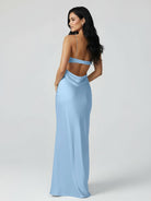 Jelissa | Spaghetti Straps Sheath Aqua Blue Prom Dress Formal Satin Party Dress - KissProm