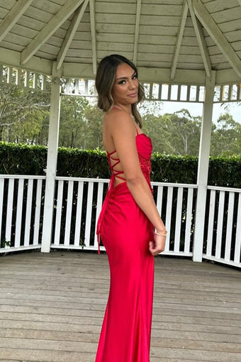 Jesai | Elegant Mermaid V-Neck Spaghetti Straps Velvet Formal Prom Dress with Bow