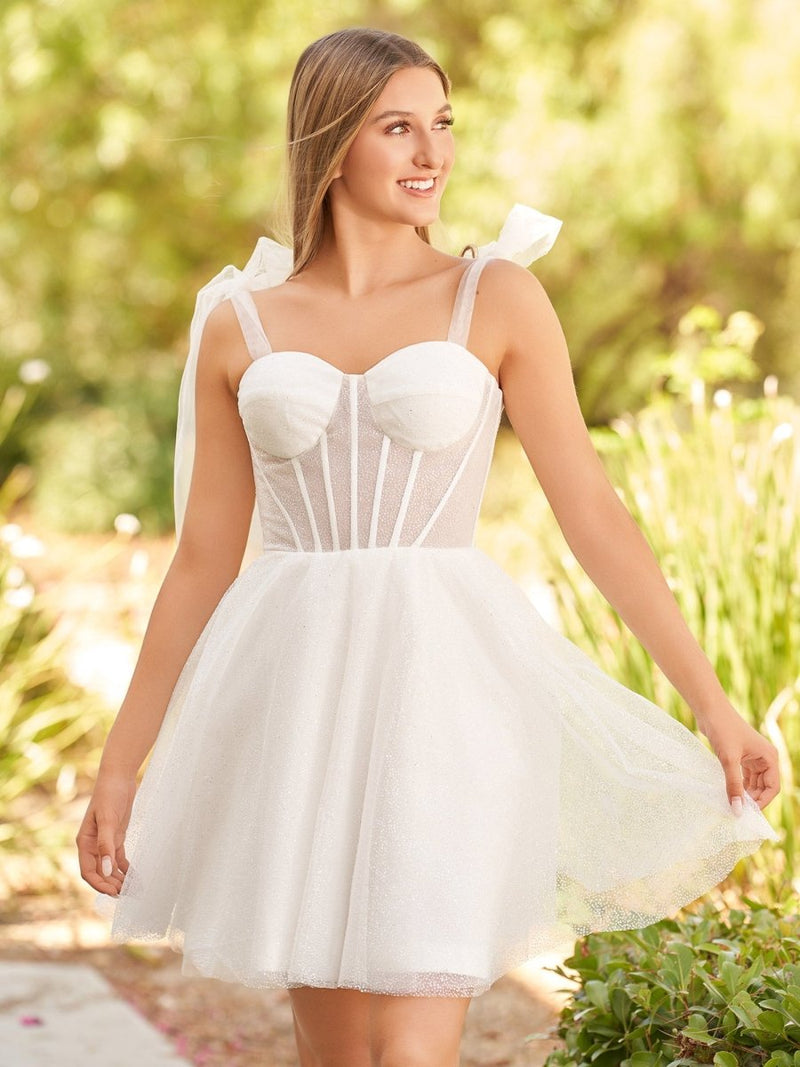 White Sweetheart A-Line Short Party Dress Homecoming Dress