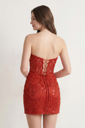 Red - Bodycon Sweetheart Lace Short Tight Homecoming Dresses with Appliques – Homecoming Dresses by KissProm | Available at KissProm