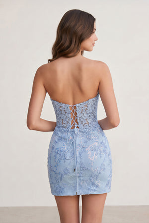 Joanne | Sky Blue - Bodycon Sweetheart Lace Short Tight Homecoming Dresses with Appliques