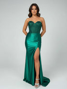 KissProm-Joanni Green Beaded Sweetheart Mermaid Long Prom Dress