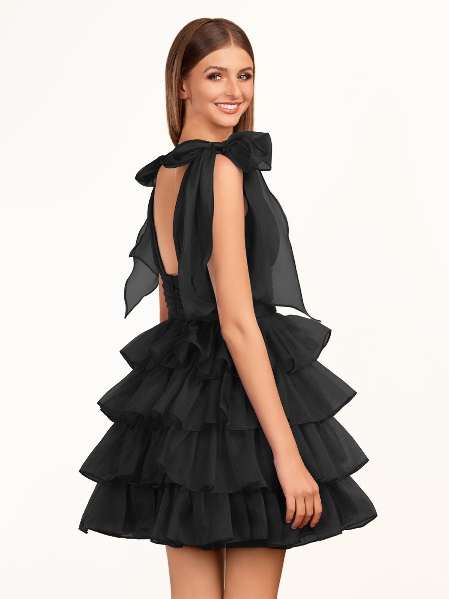 Joleen | Trendy  A-Line Royal Blue Tiered Homecoming Dress with Bow