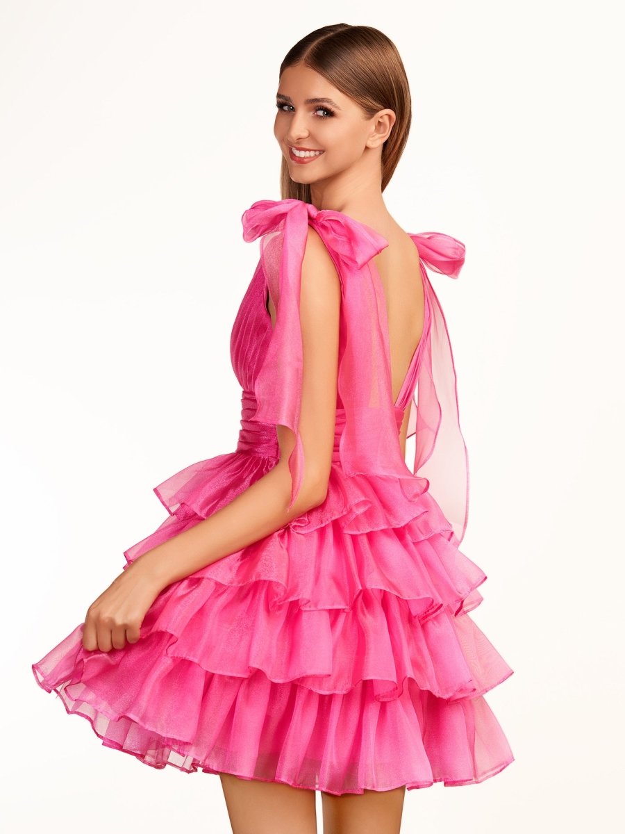 Joleen | Trendy  A-Line Royal Blue Tiered Homecoming Dress with Bow