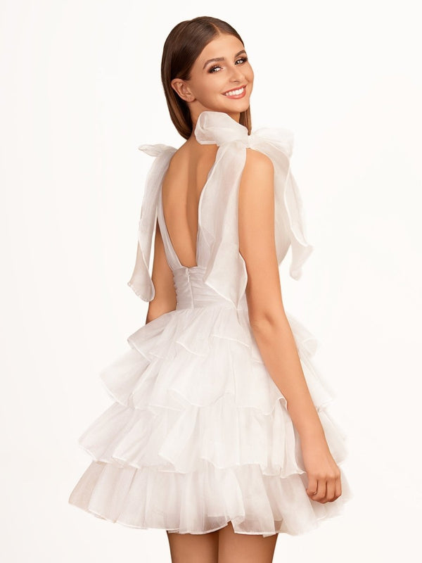 Joleen | Trendy  A-Line Royal Blue Tiered Homecoming Dress with Bow