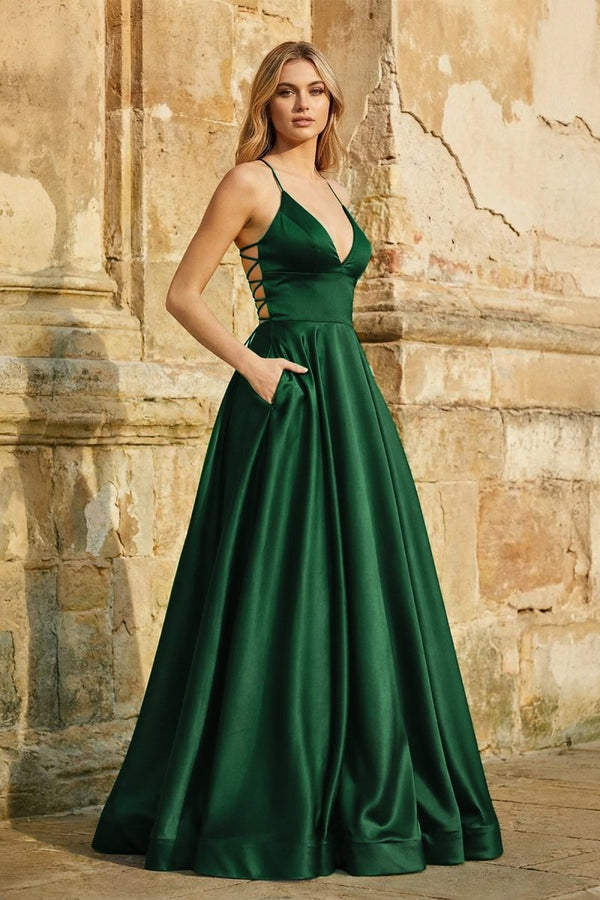 A Line Royal Blue Spaghetti Straps Satin Prom Dress With Pockets A Line Royal Blue Spaghetti Straps Satin Prom Dress With Pockets
