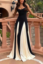 July | White - Spaghetti Straps Sleeveless A Line Satin Long Prom Dresses - KissProm
