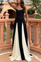 July | White - Spaghetti Straps Sleeveless A Line Satin Long Prom Dresses - KissProm