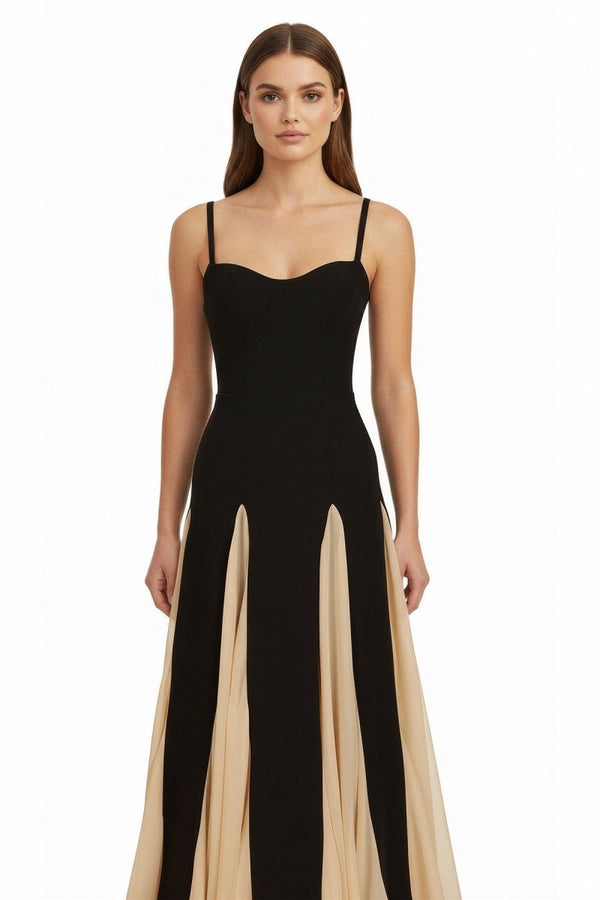 July | Champagne - Spaghetti Straps Sleeveless A Line Satin Long Prom Dresses - KissProm