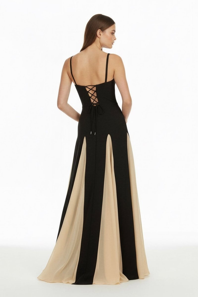 July | Champagne - Spaghetti Straps Sleeveless A Line Satin Long Prom Dresses - KissProm