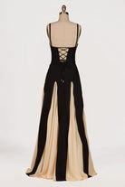 July | Champagne - Spaghetti Straps Sleeveless A Line Satin Long Prom Dresses - KissProm