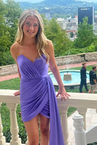 Junae | Purple - Sweetheart Pleated Short Homecoming Dresses