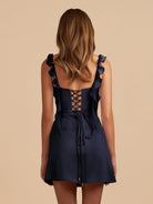 Kaerith | Lilac - Sheath Satin V Neck Short Homecoming & Cocktail Dresses with Ruffles