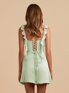 Kaerith | Lilac - Sheath Satin V Neck Short Homecoming & Cocktail Dresses with Ruffles