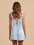 Kaerith | Lilac - Sheath Satin V Neck Short Homecoming & Cocktail Dresses with Ruffles