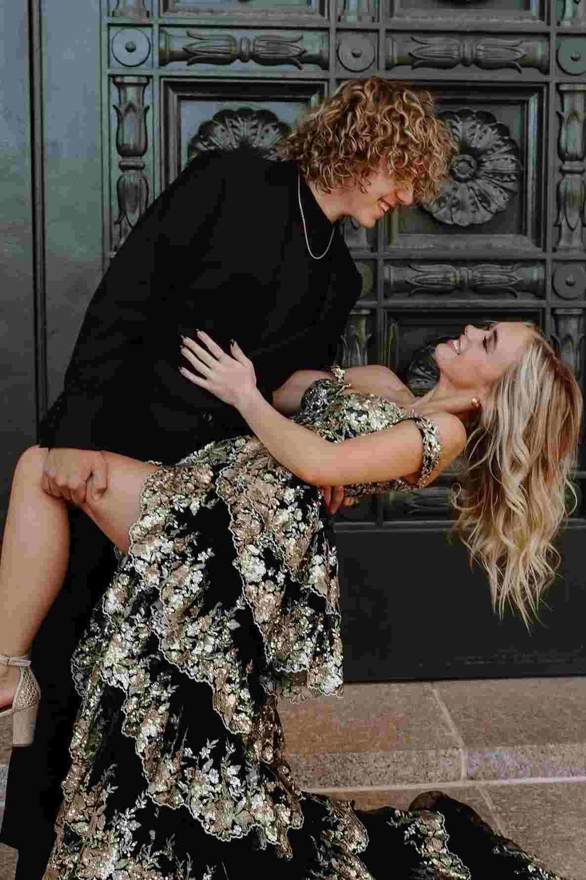 strapless open back dress Gold Off The Shoulder Sequin Long Prom Dress with Slit Gold / 14