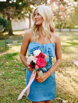 Kale | Blue - Sheath Strapless Short Homecoming Dresses With Bow