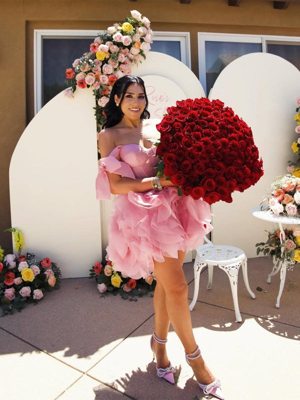 red rose homecoming dress Strapless Short Homecoming Dress with Poofy Skirt PromGirl