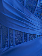 Karlyn | Royal Blue - One Shoulder Bodycon Satin Beaded Short Homecoming Dresses With Slit