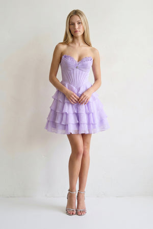 Navy Blue  A Line Sweetheart Chiffon Ruffles Corset Homecoming Dresses