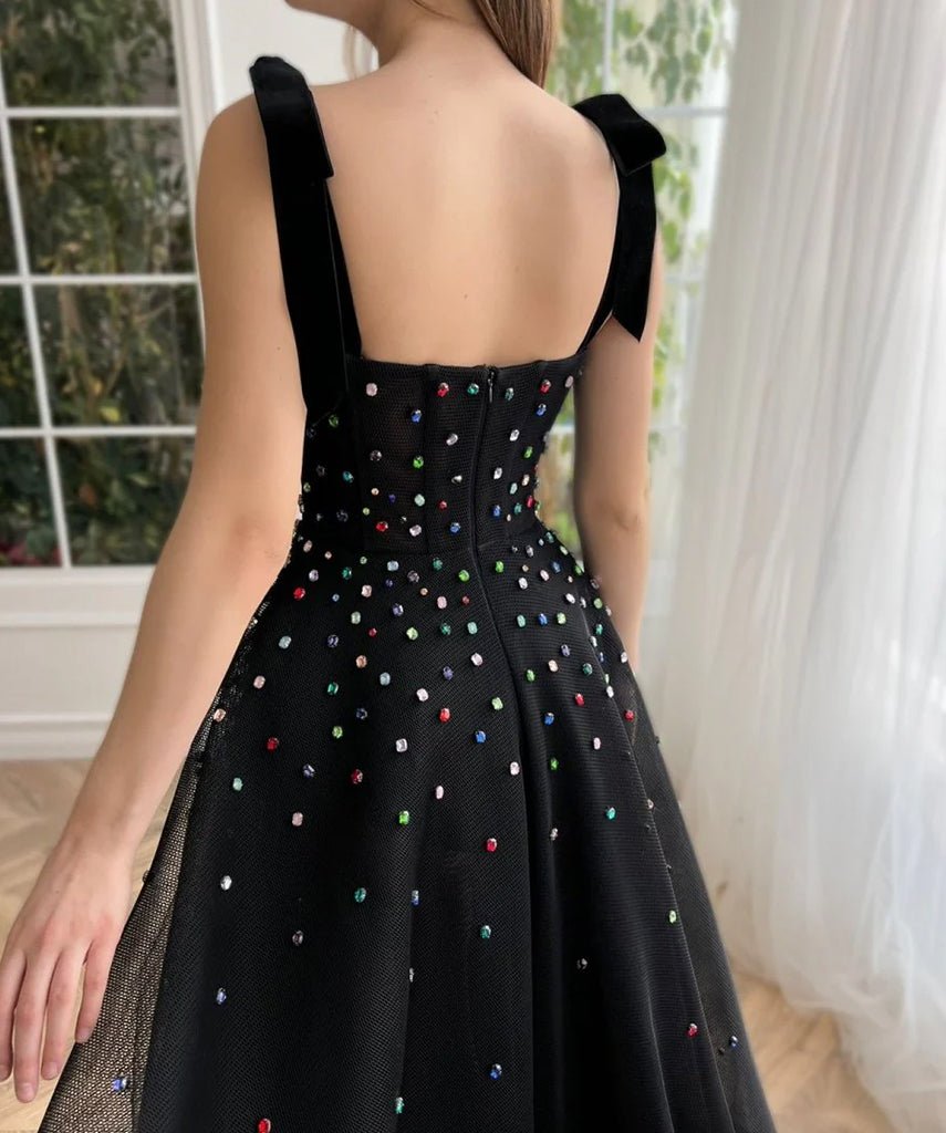 Kenzie | Tulle Bejeweled Cosmic Gown Sweep Train with Slit - KissProm