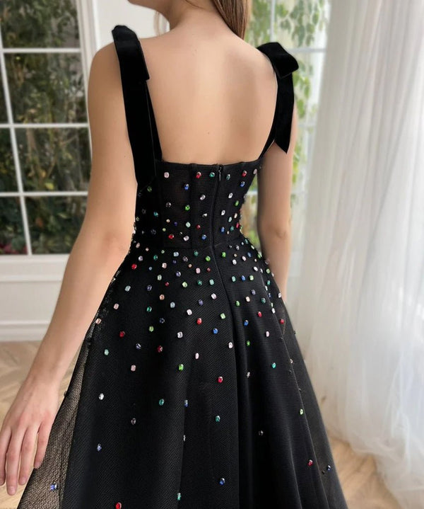 Kenzie | Tulle Bejeweled Cosmic Gown Sweep Train with Slit - KissProm