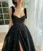 Kenzie | Tulle Bejeweled Cosmic Gown Sweep Train with Slit - KissProm