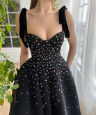 Kenzie | Tulle Bejeweled Cosmic Gown Sweep Train with Slit - KissProm